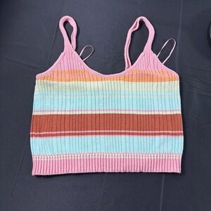 Colorful Striped Knit Crop Top